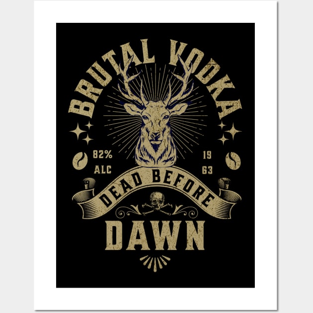 Deer head of a Moose Vintage pub Party Brutal Vodka Dead Before Dawn Wall Art by InktuitionCo